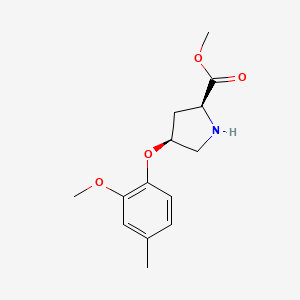 molecular formula C14H19NO4 B1450141 Methyl (2S,4S)-4-(2-methoxy-4-methylphenoxy)-2-pyrrolidinecarboxylate CAS No. 1217707-44-2