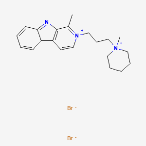 molecular formula C21H29Br2N3 B14501433 9H-Pyrido(3,4-b)indolium, 1-methyl-2-(3-(1-methylpiperidinio)propyl)-, dibromide CAS No. 63885-40-5