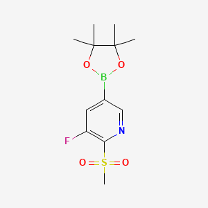 molecular formula C12H17BFNO4S B1450157 (5-FLUORO-6-(METHYLSULFONYL)PYRIDIN-3-YL)BORONIC ACID PINACOL ESTER CAS No. 1351997-55-1