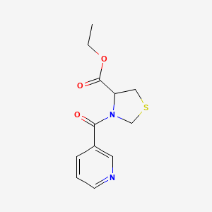 molecular formula C12H14N2O3S B14501719 Ethyl 3-(pyridine-3-carbonyl)-1,3-thiazolidine-4-carboxylate CAS No. 63353-98-0