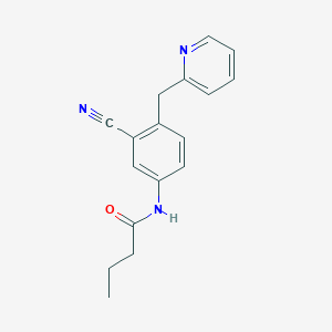 molecular formula C17H17N3O B14501800 N-{3-Cyano-4-[(pyridin-2-yl)methyl]phenyl}butanamide CAS No. 64728-81-0