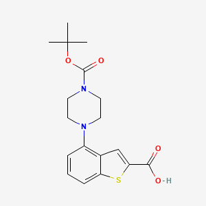 molecular formula C18H22N2O4S B1450185 4-(4-(tert-Butoxycarbonyl)piperazin-1-yl)benzo[b]thiophene-2-carboxylic acid CAS No. 1677681-02-5