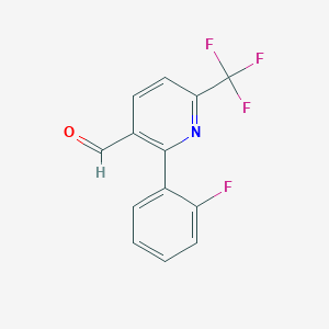 molecular formula C13H7F4NO B1450186 2-(2-Fluorophenyl)-6-(trifluoromethyl)nicotinaldehyde CAS No. 1227582-87-7
