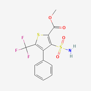 molecular formula C13H10F3NO4S2 B1450204 4-Phenyl-3-sulfamoyl-5-trifluoromethylthiophene-2-carboxylic acid methyl ester CAS No. 256529-28-9