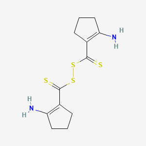molecular formula C12H16N2S4 B14502072 (2-Aminocyclopentene-1-carbothioyl)sulfanyl 2-aminocyclopentene-1-carbodithioate CAS No. 64487-57-6