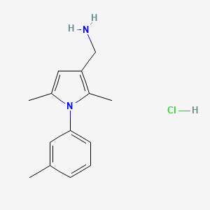 molecular formula C14H19ClN2 B1450225 [2,5-dimethyl-1-(3-methylphenyl)-1H-pyrrol-3-yl]methanamine hydrochloride CAS No. 2059932-83-9