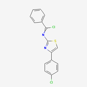 molecular formula C16H10Cl2N2S B14502339 N-[4-(4-Chlorophenyl)-1,3-thiazol-2-yl]benzenecarboximidoyl chloride CAS No. 64343-57-3