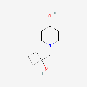 molecular formula C10H19NO2 B1450240 1-[(1-羟基环丁基)甲基]哌啶-4-醇 CAS No. 2098500-93-5