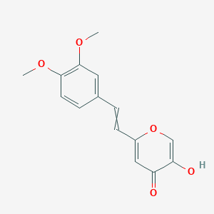 molecular formula C15H14O5 B14502451 2-[2-(3,4-Dimethoxyphenyl)ethenyl]-5-hydroxy-4H-pyran-4-one CAS No. 64480-50-8