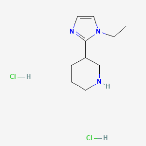 molecular formula C10H19Cl2N3 B1450255 3-(1-乙基-1H-咪唑-2-基)哌啶二盐酸盐 CAS No. 1993050-04-6