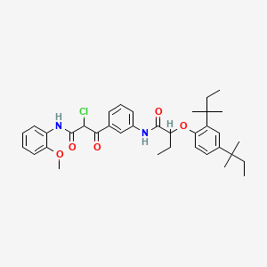 molecular formula C36H45ClN2O5 B14502623 Benzenepropanamide, 3-[[2-[2,4-bis(1,1-dimethylpropyl)phenoxy]-1-oxobutyl]amino]-alpha-chloro-N-(2-methoxyphenyl)-beta-oxo- CAS No. 63059-44-9