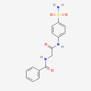 molecular formula C15H15N3O4S B14502708 Acetamide, N-(4-(aminosulfonyl)phenyl)-2-(benzoylamino)- CAS No. 63203-12-3
