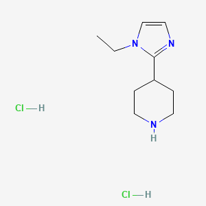 molecular formula C10H19Cl2N3 B1450287 4-(1-ethyl-1H-imidazol-2-yl)piperidine dihydrochloride CAS No. 1987680-66-9
