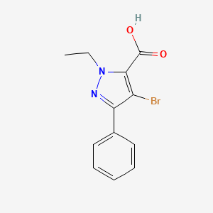 molecular formula C12H11BrN2O2 B1450288 4-bromo-1-ethyl-3-phenyl-1H-pyrazole-5-carboxylic acid CAS No. 1573547-18-8