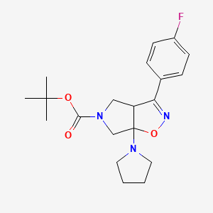 molecular formula C20H26FN3O3 B1450301 3-(4-Fluoro-phenyl)-6a-pyrrolidin-1-yl-3a,4,6,6a-tetrahydro-pyrrolo[3,4-d]isoxazole-5-carboxylic acid tert-butyl ester CAS No. 1421311-99-0