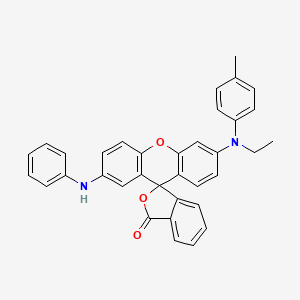 molecular formula C35H28N2O3 B14503149 Spiro[isobenzofuran-1(3H),9'-[9H]xanthen]-3-one, 6'-[ethyl(4-methylphenyl)amino]-2'-(phenylamino)- CAS No. 63430-54-6
