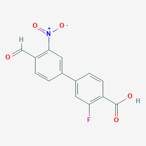 molecular formula C14H8FNO5 B1450318 2-Fluoro-4-(4-formyl-3-nitrophenyl)benzoic acid CAS No. 1403483-89-5
