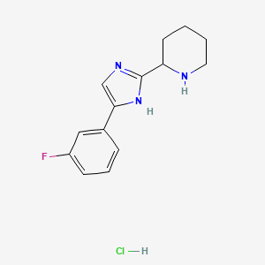molecular formula C14H17ClFN3 B1450329 2-[4-(3-fluorophenyl)-1H-imidazol-2-yl]piperidine hydrochloride CAS No. 1803585-19-4