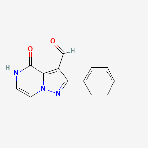 molecular formula C14H11N3O2 B1450331 2-(4-Methylphenyl)-4-oxo-4,5-dihydropyrazolo[1,5-a]pyrazine-3-carbaldehyde CAS No. 1638612-64-2