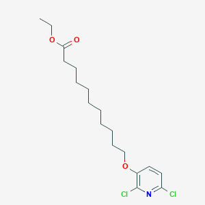 molecular formula C18H27Cl2NO3 B14503327 Ethyl 11-[(2,6-dichloropyridin-3-YL)oxy]undecanoate CAS No. 62805-11-2