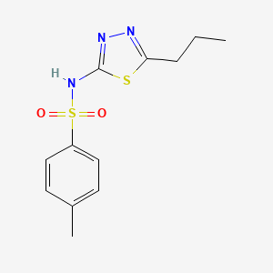 molecular formula C12H15N3O2S2 B14503544 4-methyl-N-(5-propyl-1,3,4-thiadiazol-2-yl)benzenesulfonamide CAS No. 64256-74-2