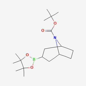 molecular formula C18H32BNO4 B1450372 8-Boc-3-(4,4,5,5-tetramethyl-[1,3,2]dioxaborolan-2-yl)-8-aza-bicyclo[3.2.1]octane CAS No. 1266349-78-3