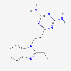 molecular formula C14H17N7 B14503788 6-[2-(2-Ethyl-1H-benzimidazol-1-yl)ethyl]-1,3,5-triazine-2,4-diamine CAS No. 64266-15-5