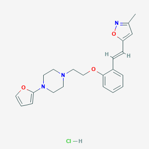 molecular formula C22H26ClN3O3 B145038 Piperazine, 1-(2-furanyl)-4-(2-(2-(2-(3-methyl-5-isoxazolyl)ethenyl)phenoxy)ethyl)-, monohydrochloride, (E)- CAS No. 139193-93-4