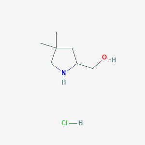 molecular formula C7H16ClNO B1450380 (4,4-Dimethylpyrrolidin-2-yl)methanol hydrochloride CAS No. 1803601-13-9