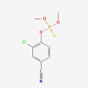 molecular formula C9H9ClNO3PS B14503896 Phosphorothioic acid, O,O-dimethyl ester, O-ester with 3-chloro-4-hydroxybenzonitrile CAS No. 63981-11-3