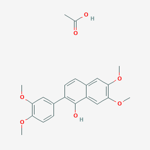 molecular formula C22H24O7 B14504034 Acetic acid;2-(3,4-dimethoxyphenyl)-6,7-dimethoxynaphthalen-1-ol CAS No. 65047-64-5