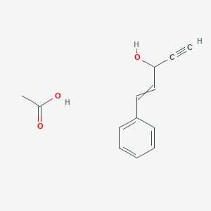 molecular formula C13H14O3 B14504146 Acetic acid;1-phenylpent-1-en-4-yn-3-ol CAS No. 63399-81-5