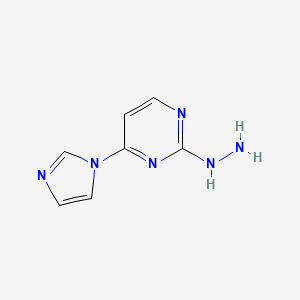 molecular formula C7H8N6 B1450455 2-hydrazinyl-4-(1H-imidazol-1-yl)pyrimidine CAS No. 1539600-26-4
