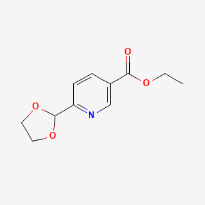 molecular formula C11H13NO4 B14504583 Ethyl 6-(1,3-dioxolan-2-yl)pyridine-3-carboxylate CAS No. 64137-69-5
