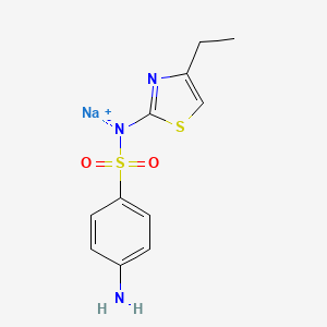 molecular formula C11H12N3NaO2S2 B14504799 Sulfaethylthiazole sodium CAS No. 63042-64-8
