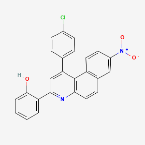 molecular formula C25H15ClN2O3 B14504803 6-[1-(4-Chlorophenyl)-8-nitrobenzo[f]quinolin-3(4H)-ylidene]cyclohexa-2,4-dien-1-one CAS No. 64516-20-7