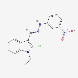 molecular formula C17H15ClN4O2 B14504979 N-[(2-chloro-1-ethylindol-3-yl)methylideneamino]-3-nitroaniline CAS No. 64209-11-6