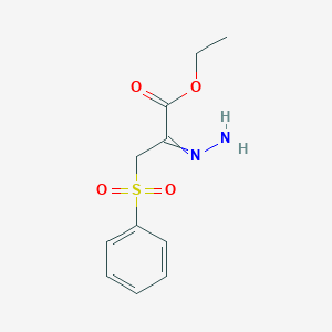 molecular formula C11H14N2O4S B14505081 Ethyl 3-(benzenesulfonyl)-2-hydrazinylidenepropanoate CAS No. 64528-02-5