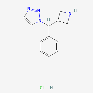 molecular formula C12H15ClN4 B1450514 1-(azetidin-3-yl(phenyl)methyl)-1H-1,2,3-triazole hydrochloride CAS No. 1823402-32-9