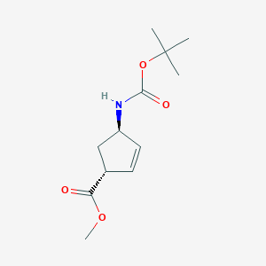 molecular formula C12H19NO4 B1450520 trans-4-Boc-amino-2-cyclopentene-1-carboxylic acid methyl ester CAS No. 168958-19-8