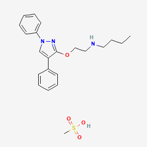molecular formula C22H29N3O4S B14505364 1-Butanamine, N-(2-((1,4-diphenyl-1H-pyrazol-3-yl)oxy)ethyl)-, monomethanesulfonate CAS No. 62832-85-3