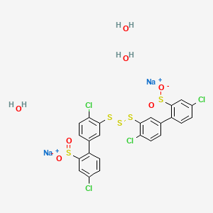 molecular formula C24H18Cl4Na2O7S5 B14505558 Benzenesulfinic acid, 2,2'-trithiobis(4-chloro-m-phenylene)bis(5-chloro-, disodium salt, trihydrate CAS No. 64058-59-9