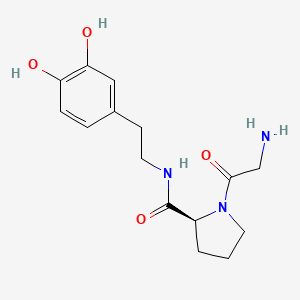 molecular formula C15H21N3O4 B14505699 Glycyl-N-[2-(3,4-dihydroxyphenyl)ethyl]-L-prolinamide CAS No. 63329-16-8