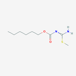 molecular formula C9H18N2O2S B14505710 hexyl N-[amino(methylsulfanyl)methylidene]carbamate 
