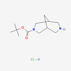 molecular formula C12H23ClN2O2 B1450575 tert-Butyl 3,7-diazabicyclo[3.3.1]nonane-3-carboxylate hydrochloride CAS No. 1523617-92-6