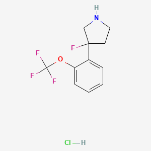 molecular formula C11H12ClF4NO B1450584 盐酸 3-氟-3-[2-(三氟甲氧基)苯基]吡咯烷 CAS No. 1803583-79-0
