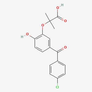 molecular formula C17H15ClO5 B14505890 2-[5-(4-Chlorobenzoyl)-2-hydroxyphenoxy]-2-methylpropanoic acid CAS No. 62810-17-7