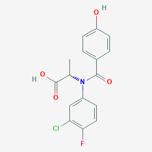 molecular formula C16H13ClFNO4 B14505949 N-(3-Chloro-4-fluorophenyl)-N-(4-hydroxybenzoyl)-L-alanine CAS No. 64141-20-4