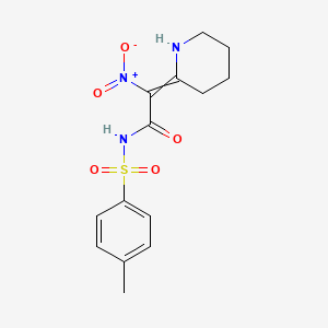 molecular formula C14H17N3O5S B14505954 N-(4-Methylbenzene-1-sulfonyl)-2-nitro-2-(piperidin-2-ylidene)acetamide CAS No. 64354-43-4
