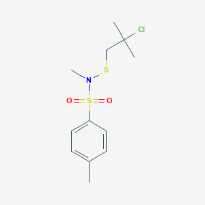 molecular formula C12H18ClNO2S2 B14506017 N-[(2-Chloro-2-methylpropyl)sulfanyl]-N,4-dimethylbenzene-1-sulfonamide CAS No. 63574-37-8
